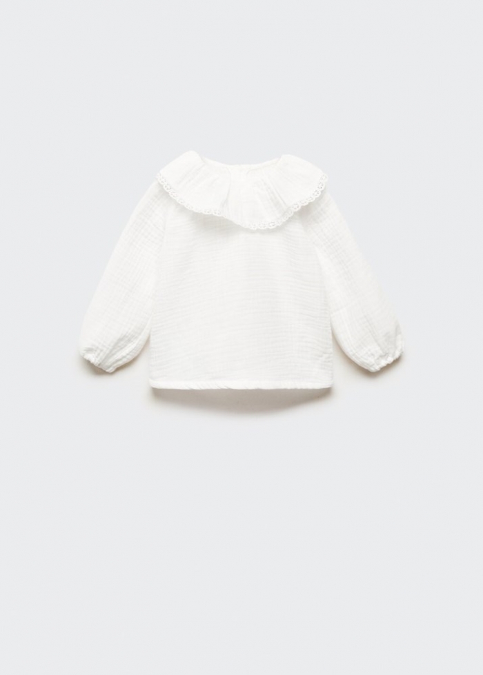 Mango Blusa textura algodón - Blanco roto
