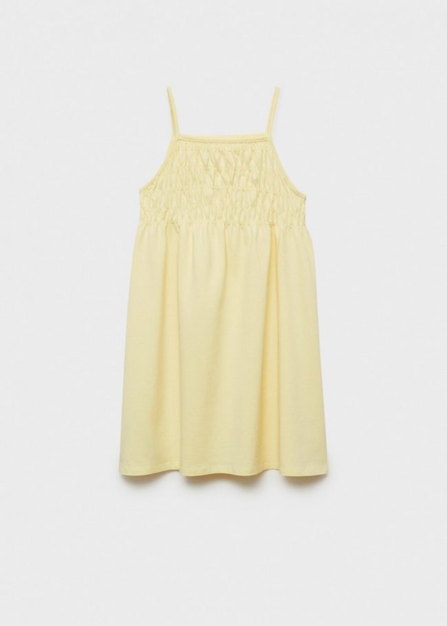 Mango Vestido detalles fruncidos - Amarillo