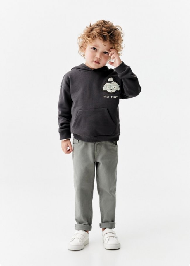 Mango Sudadera dibujo bordado - Gris antracita