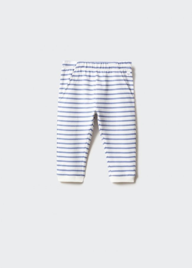 Mango Pantalón algodón rayas - Azul