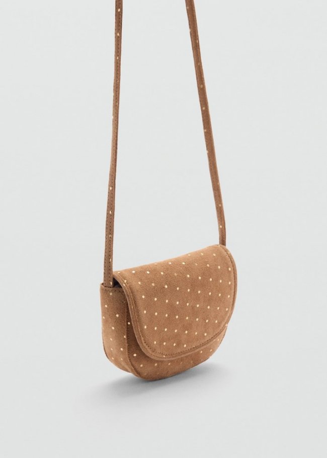Mango Bolso piel lunares - Marrón medio