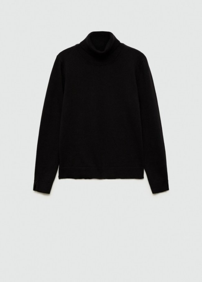 Mango Jersey cuello alto - Negro