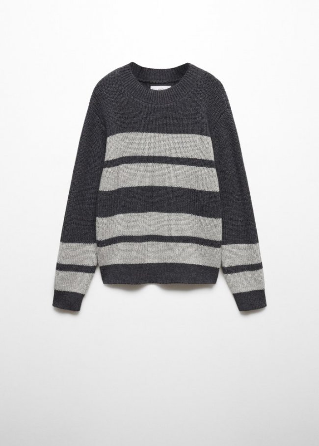 Mango Jersey punto rayas - Gris