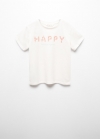 Mango Camiseta mensaje estampado - Blanco roto