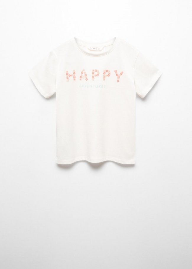 Mango Camiseta mensaje estampado - Blanco roto