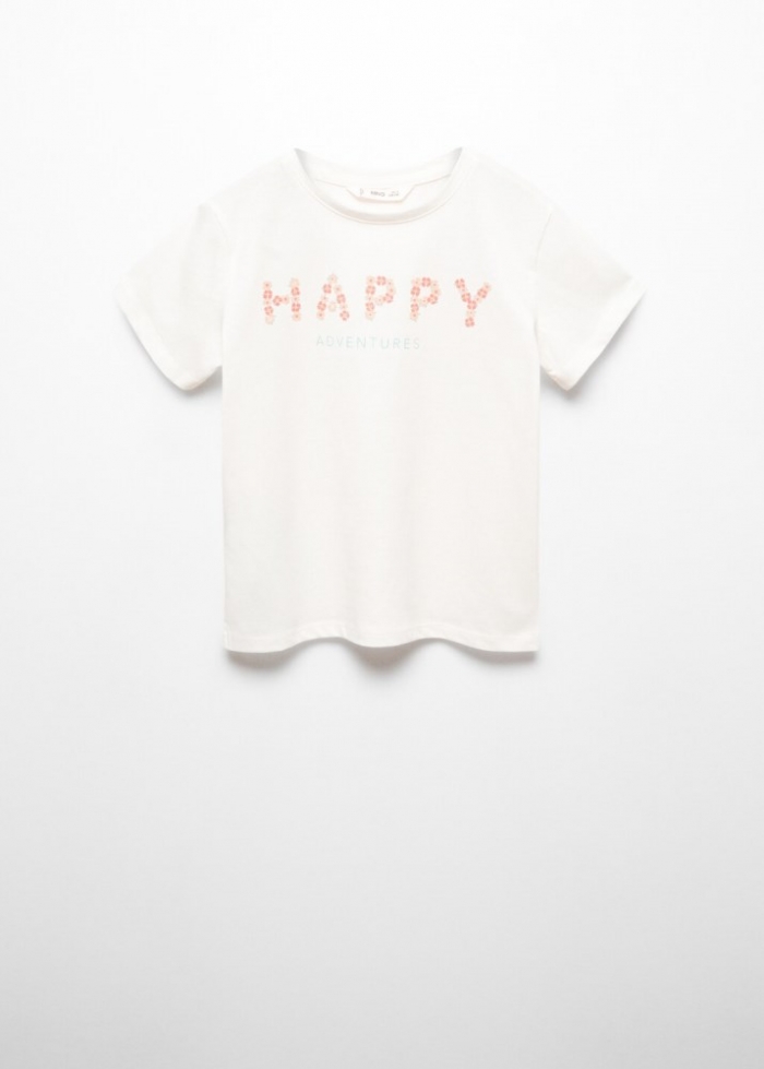Mango Camiseta mensaje estampado - Blanco roto