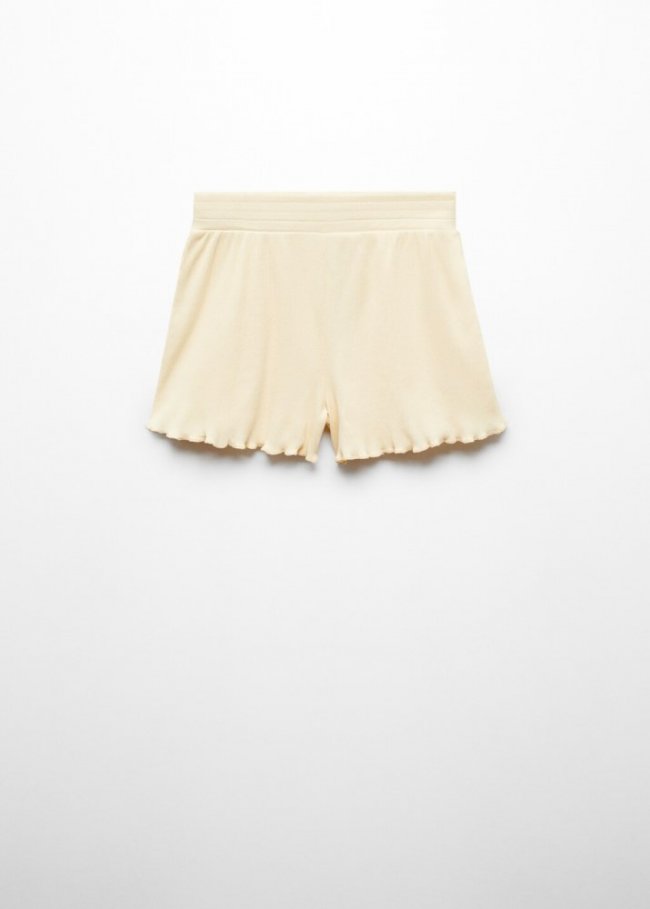 Mango Short algodón cintura elástica - Amarillo
