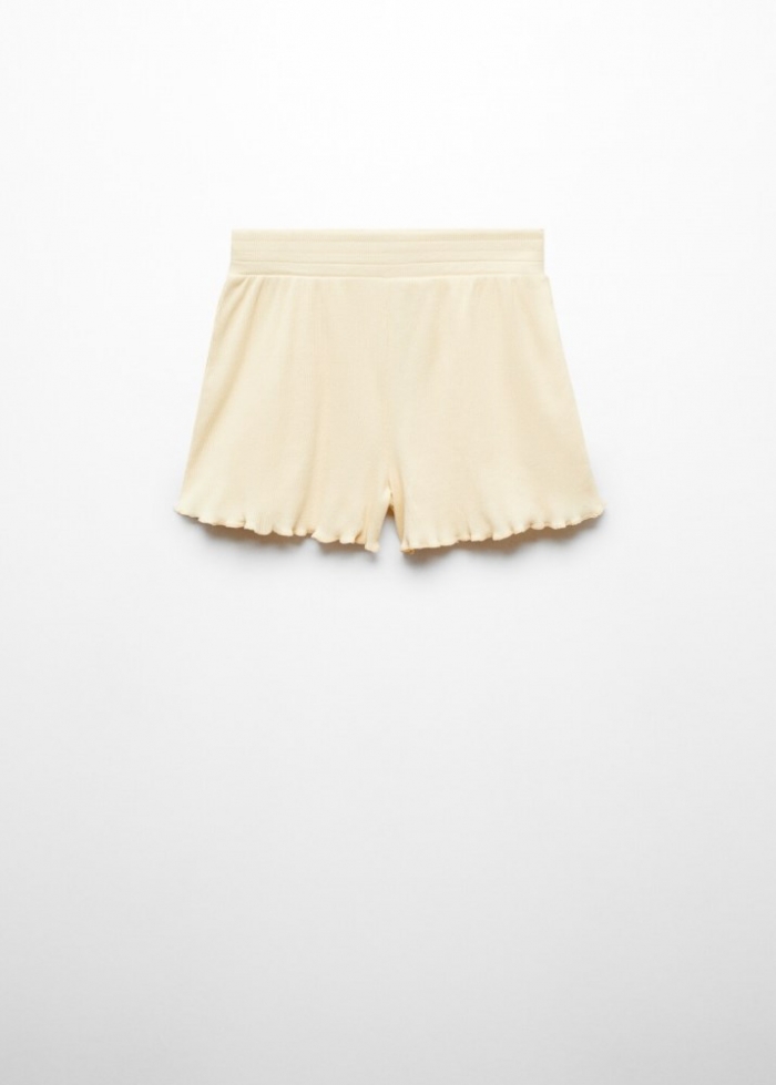 Mango Short algodón cintura elástica - Amarillo