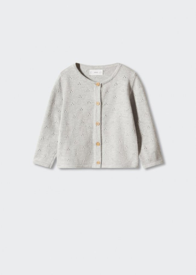 Mango Cárdigan punto algodón - Gris