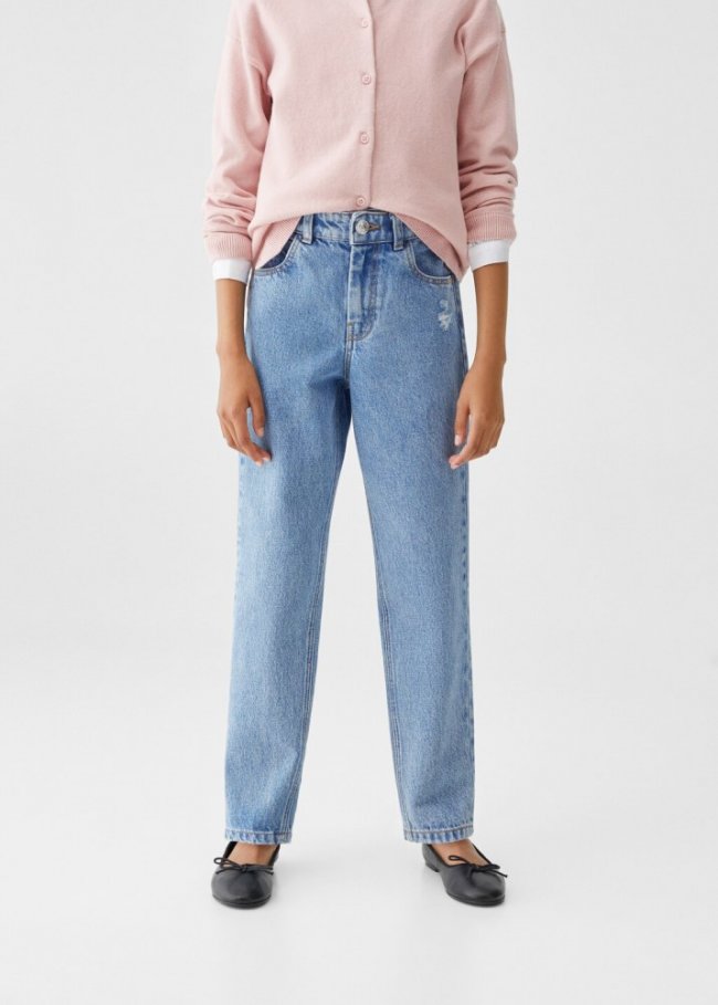 Mango Jeans mom-fit algodón - Azul medio