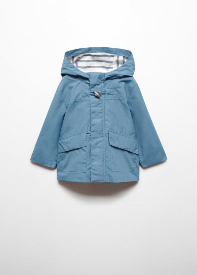 Mango Parka bolsillos capucha - Gris claro/pastel