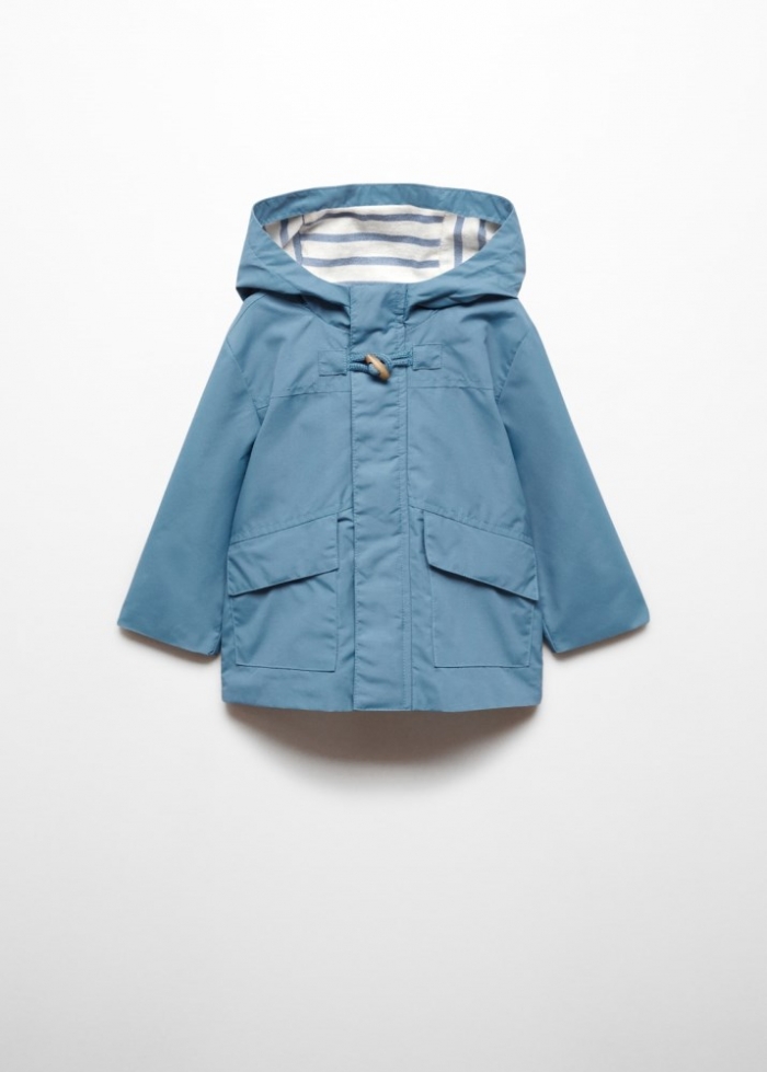 Mango Parka bolsillos capucha - Gris claro/pastel