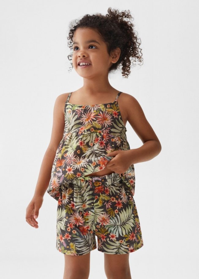 Mango Short algodón estampado - Negro