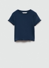 Mango Camiseta manga corta canalé - Azul marino oscuro