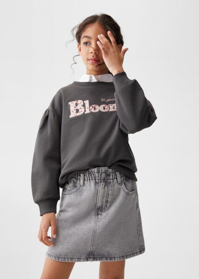 Mango Falda denim paperbag - Gris