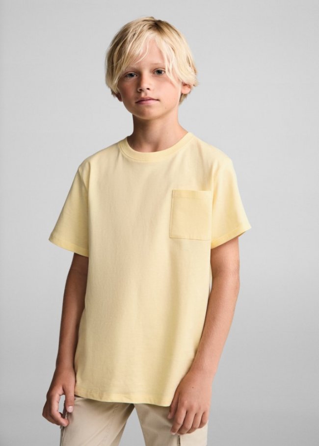 Mango Camiseta básica algodón - Amarillo