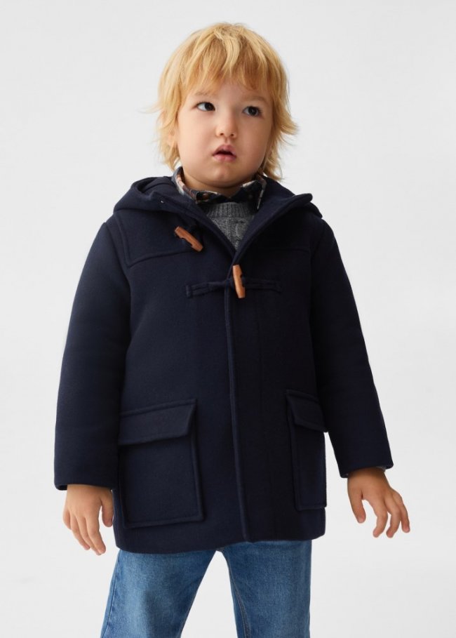 Mango Abrigo capucha - Azul marino