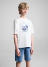 Mango Camiseta estampada algodón - Blanco roto