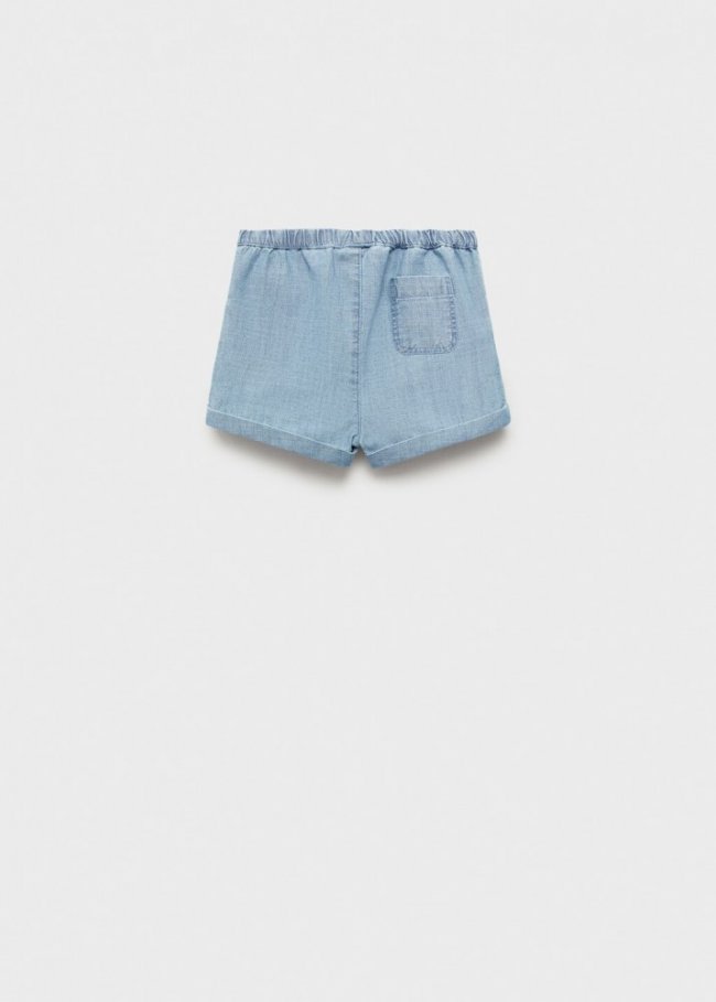 Mango Shorts algodón - Azul claro