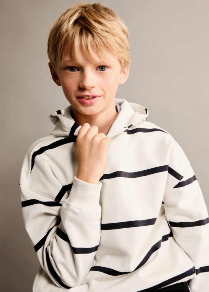Mango Sudadera rayas capucha - Gris hielo