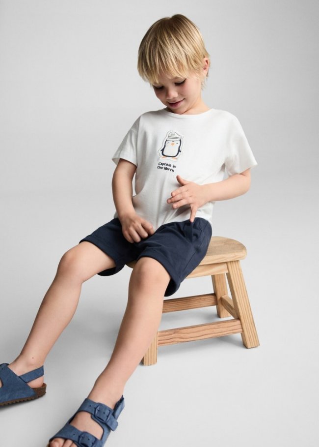 Mango Camiseta estampada algodón - Blanco roto