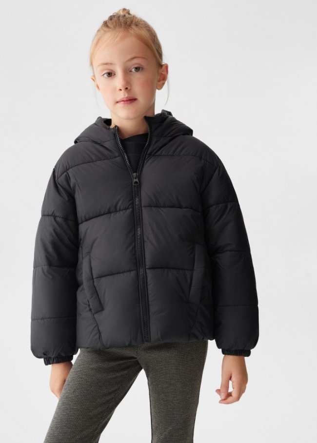 Mango Anorak acolchado capucha - Negro