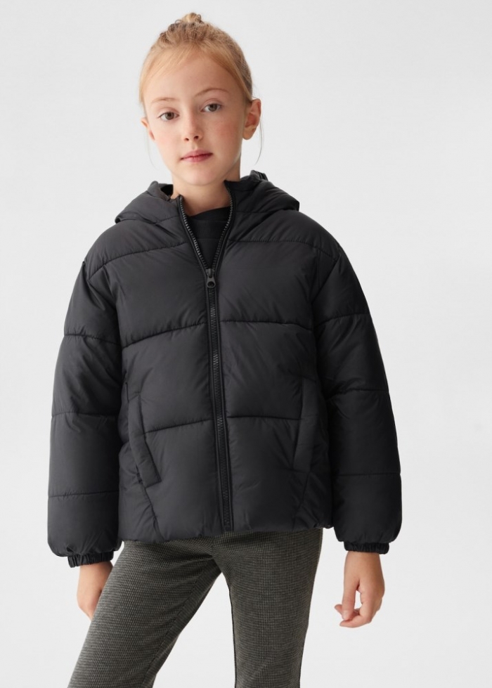 Mango Anorak acolchado capucha - Negro