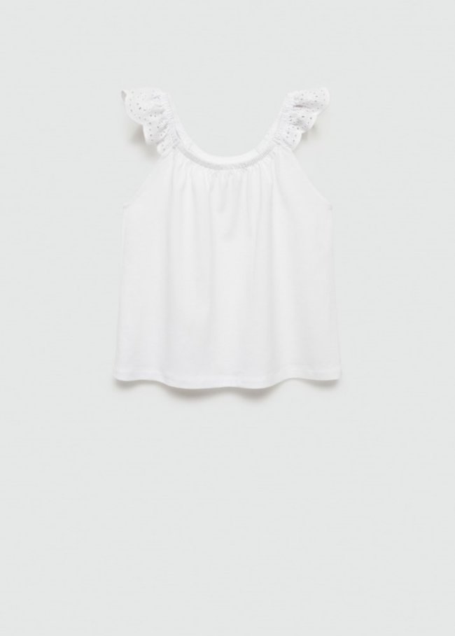 Mango Camiseta tirantes volante - Blanco roto