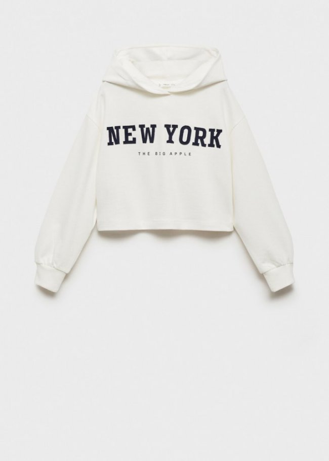 Mango Sudadera mensaje bordado - Blanco roto
