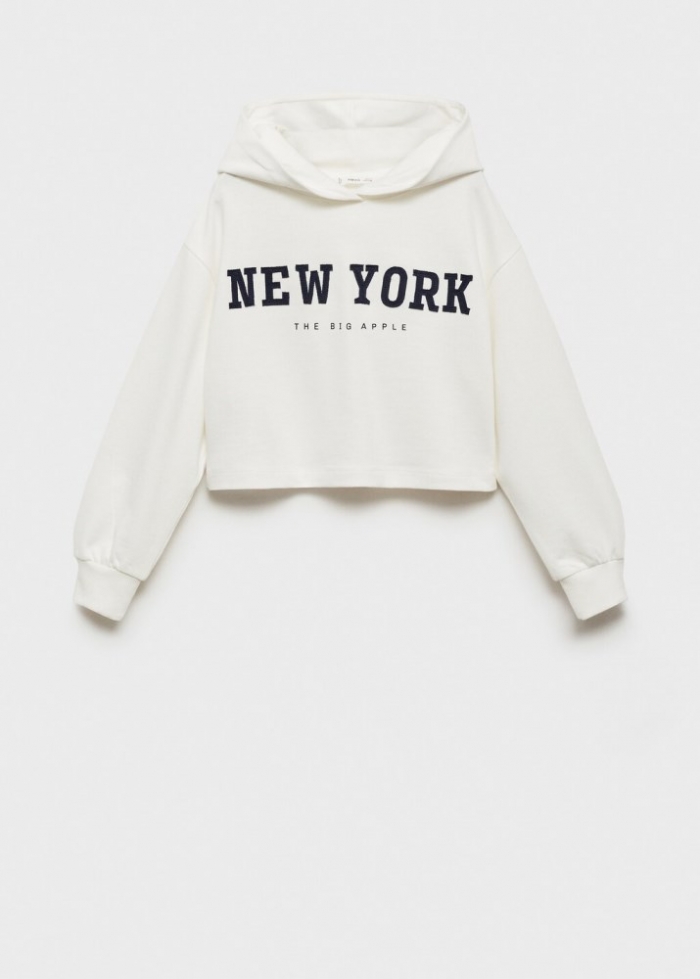 Mango Sudadera mensaje bordado - Blanco roto