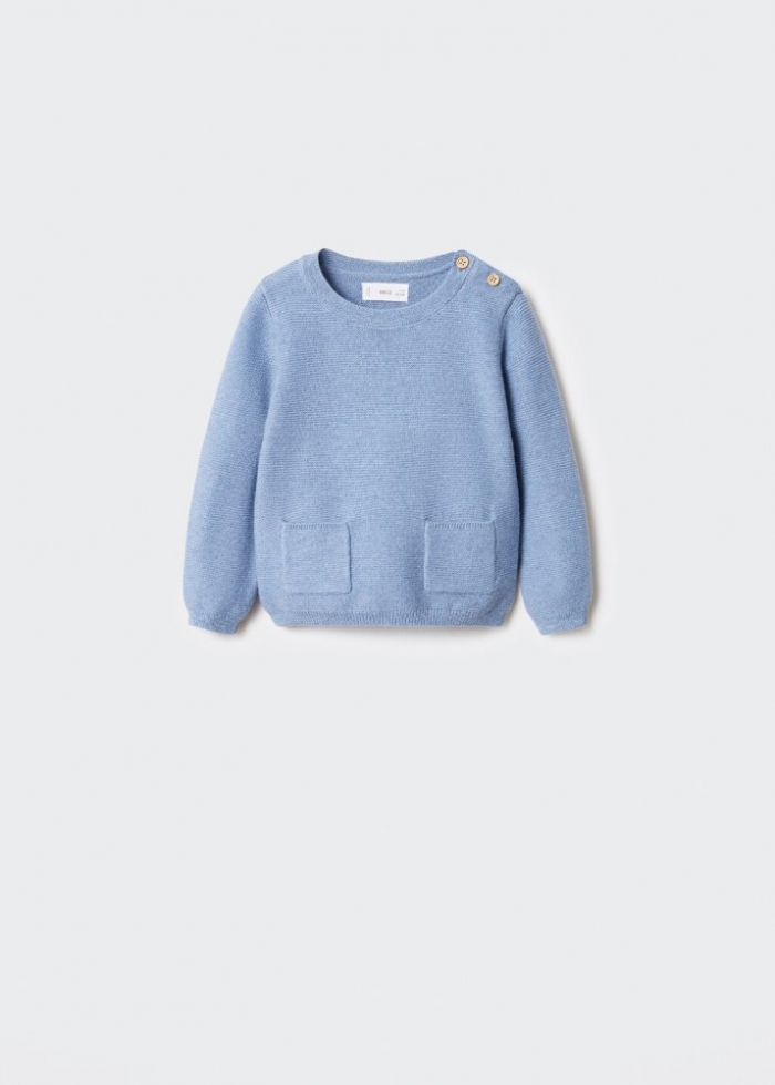 Mango Jersey punto bolsillos - Azul