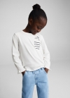 Mango Camiseta manga larga estampada - Blanco roto