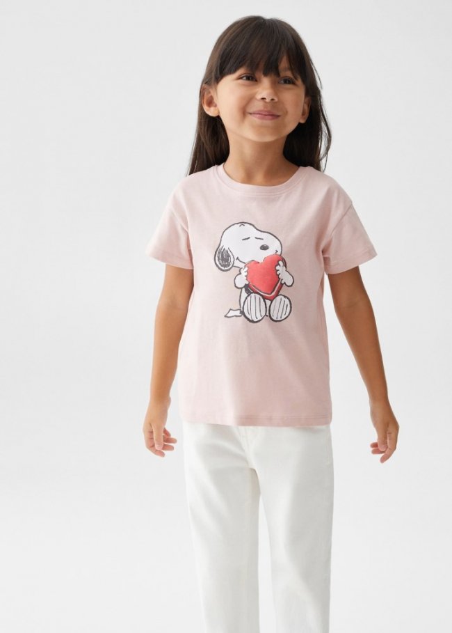 Mango Camiseta estampada Snoopy - Rosa