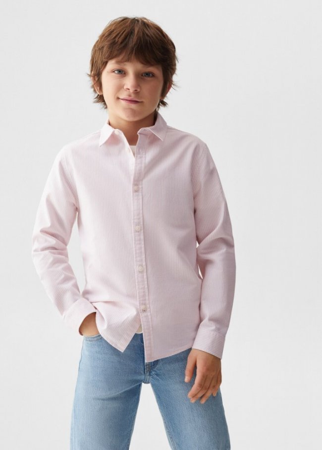 Mango Camisa Oxford rayas - Rosa