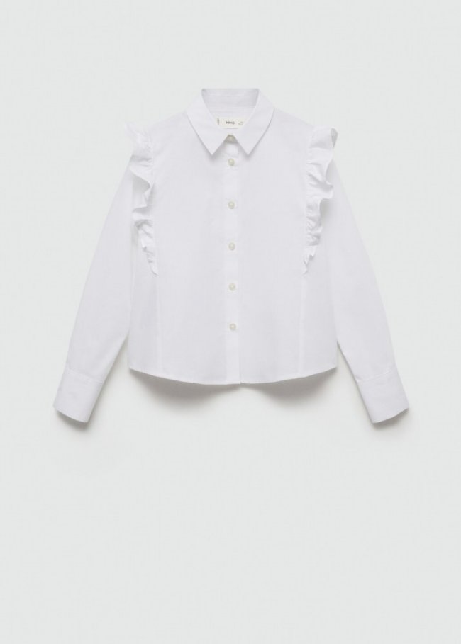 Mango Camisa algodón volantes - Blanco