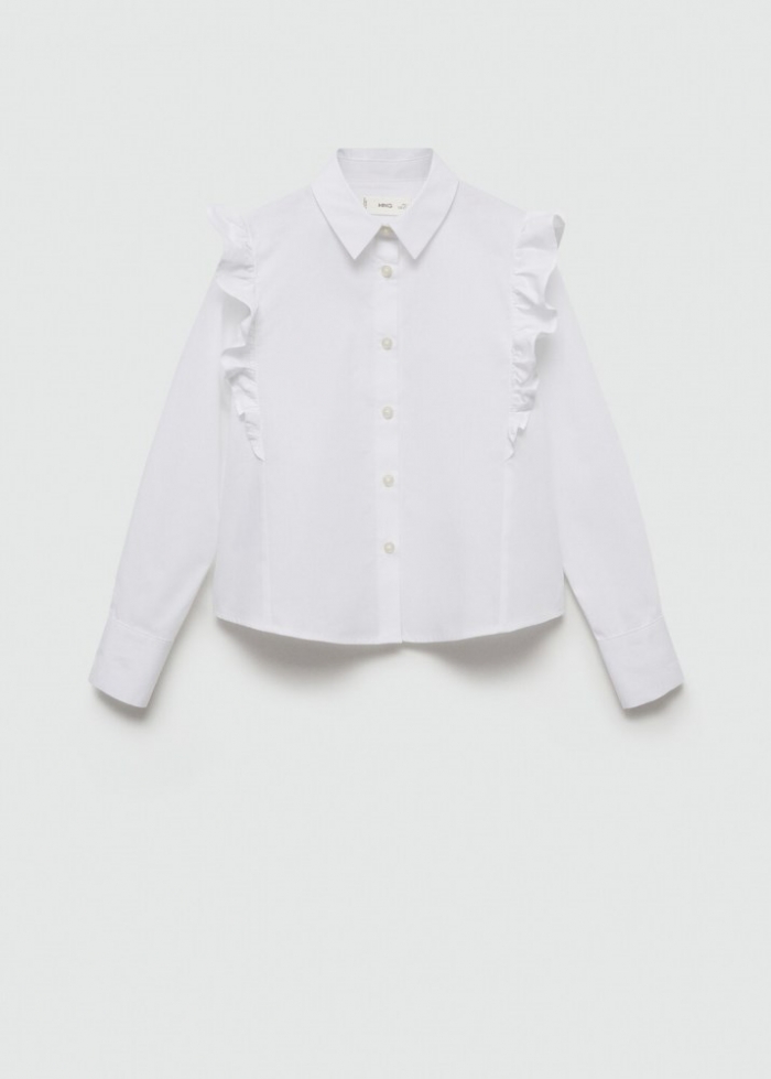 Mango Camisa algodón volantes - Blanco