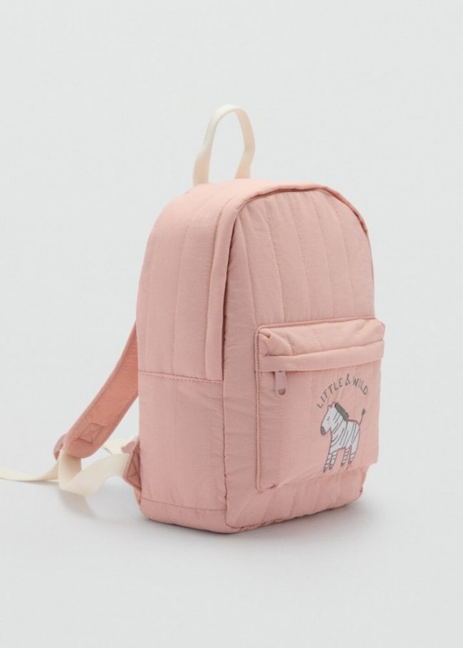 Mango Mochila detalle bordado - Rosa palo