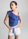 Mango Camiseta asimétrica volante - Azul eléctrico