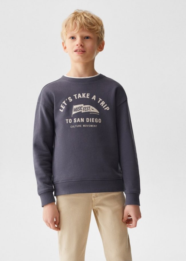 Mango Sudadera algodón mensaje - Gris antracita