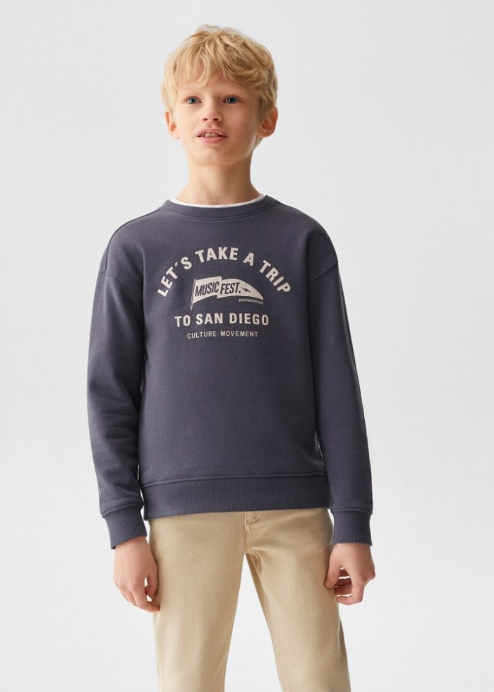 Mango Sudadera algodón mensaje - Gris antracita