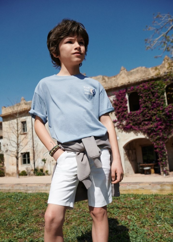 Mango Camiseta estampada algodón - Azul