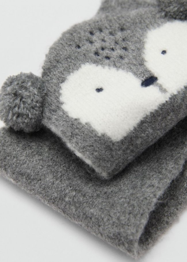 Mango Bufanda mapache - Gris