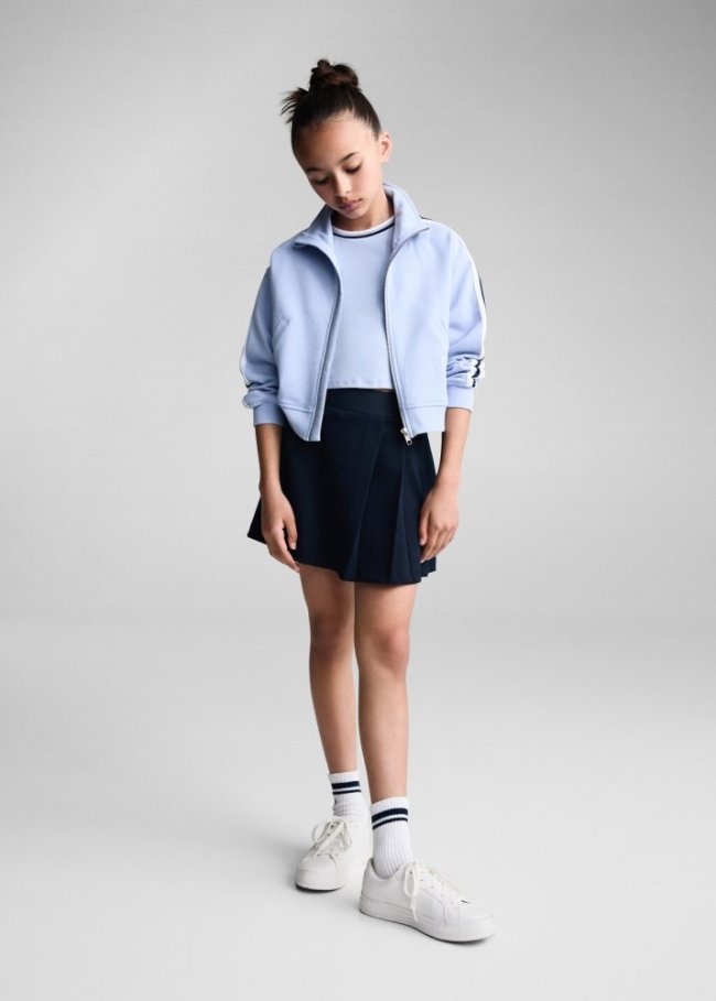 Mango Sudadera algodón cremallera - Azul celeste