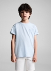 Mango Camiseta básica algodón - Azul celeste