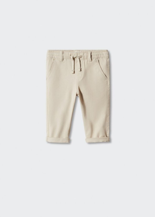 Mango Pantalón recto cintura elástica - Beige