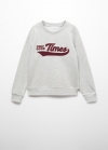 Mango Sudadera algodón estampada - Gris medio vigoré