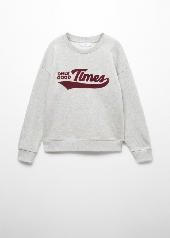 Mango Sudadera algodón estampada - Gris medio vigoré
