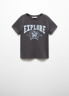 Mango Camiseta mensaje estampado - Gris antracita