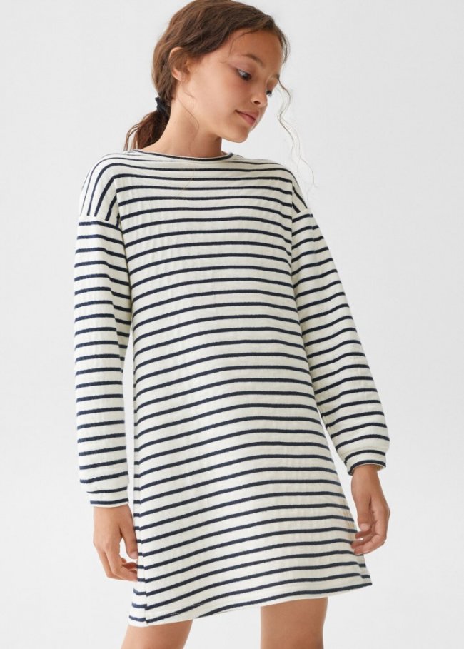Mango Vestido rayas - Azul marino