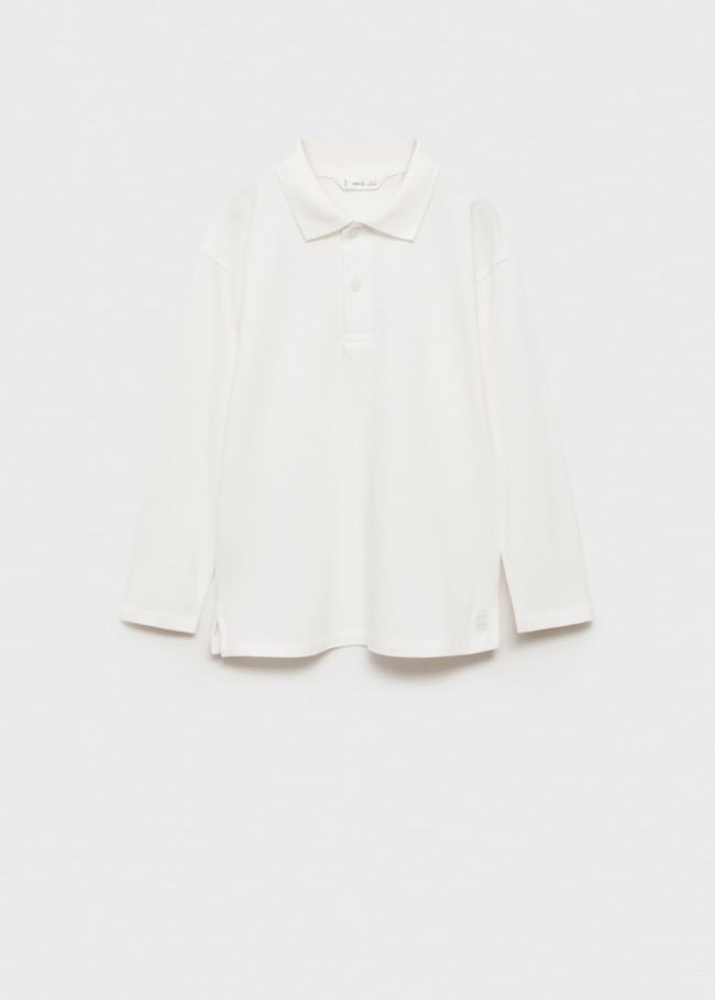 Mango Polo algodón manga larga - Blanco roto